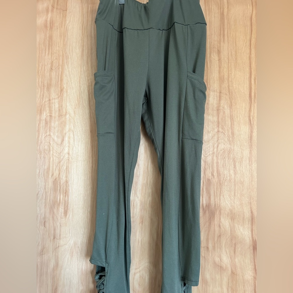 Olive Green Women's Leggings Soft Large